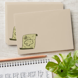 Old style map for treasure hunters envelope