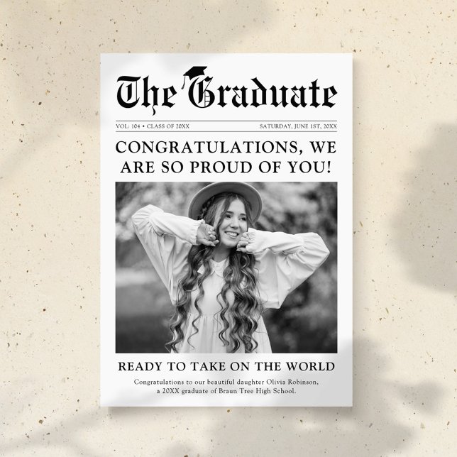 Old Style Newspaper Photo Graduation Announcement (Creator Uploaded)