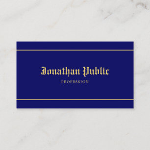 Old Style Text Elegant Navy Blue Gold Template Business Card