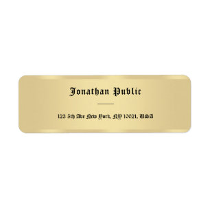 Old Style Text Faux Gold Simple Template Elegant Return Address Label