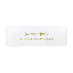 Old Style Text Stylish Marble Gold Return Address Return Address Label