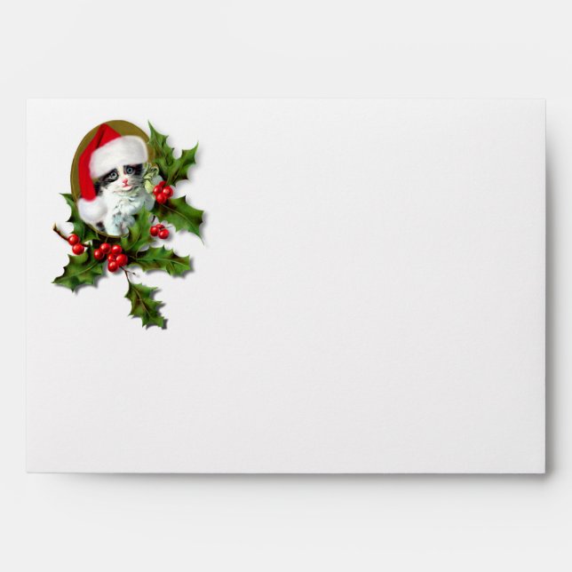 Old Style Vintage Christmas Kitten Envelopes (Front)