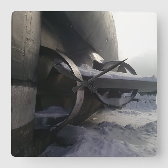 Old Submarine Square Wall Clock (Front)