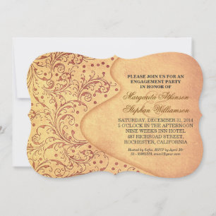 old swirls vintage engagement party invitations