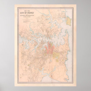 Old Sydney Australia Map (1890)  Poster