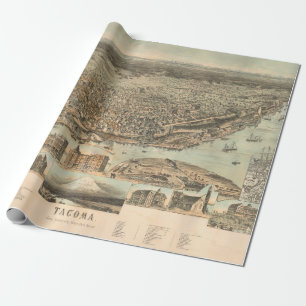 Old Tacoma WA Map (1890) Vintage City of Destiny  Wrapping Paper