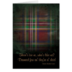 Old tartan Scottish toast card