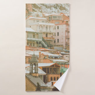 Old Tbilisi historical buildings. Caucasus Travel  Bath Towel