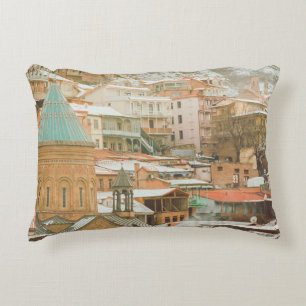 Old Tbilisi historical buildings. Caucasus Travel Decorative Cushion