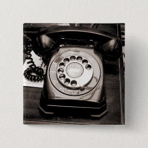 Old Telephone 15 Cm Square Badge