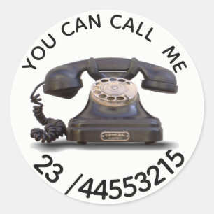 Old Telephone -  add number Classic Round Sticker