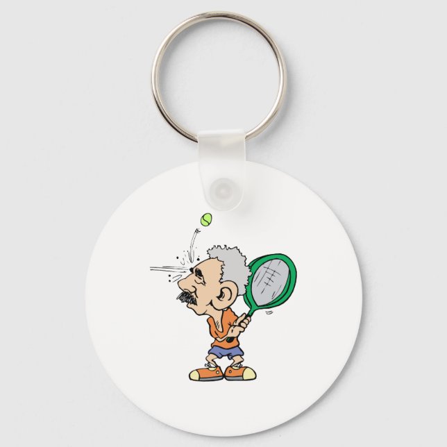 Old Tennis Player Key Ring (Front)