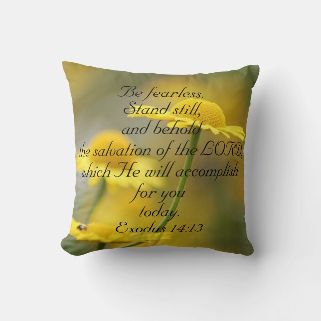Old Testament Bible Scripture Quote – Exodus 14:13 Cushion (Front)