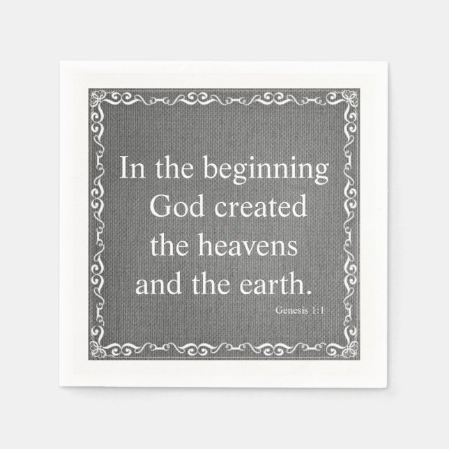 Old Testament Bible Scripture Quote – Genesis 1:1 Napkin (Front)