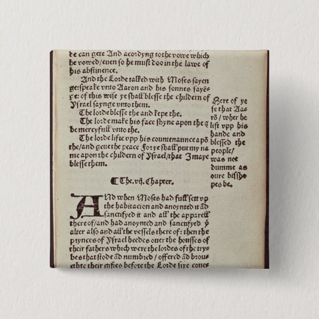 Old Testament text page 15 Cm Square Badge (Front)