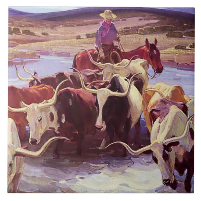 “Old Texas” by W Herbert Dunton Ceramic Tile (Front)