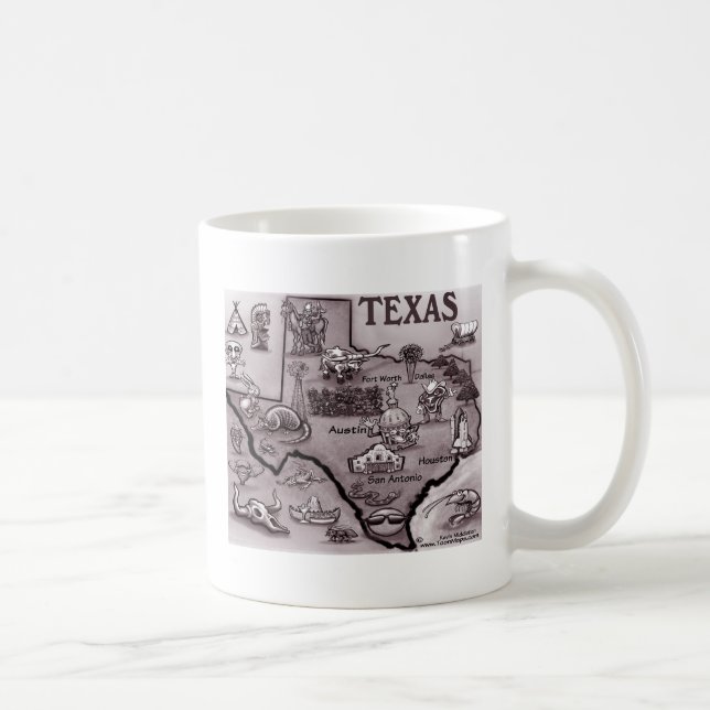 Old Texas Cartoon Map Coffee Mug (Right)