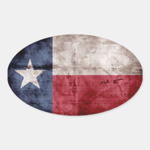 Old Texas Flag Oval Sticker