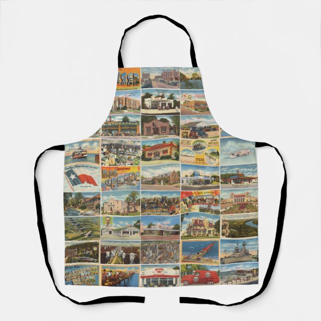 Old Texas Postcards All-Over Print Apron (Front)