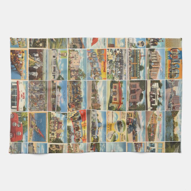 Old Texas Postcards Kitchen Towels (Horizontal)