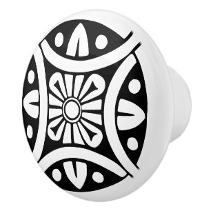 Old Time Classic: Black and White Traditional Ceramic Knob