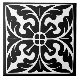 Old Time Classic: Black and White Traditional Ceramic Tile