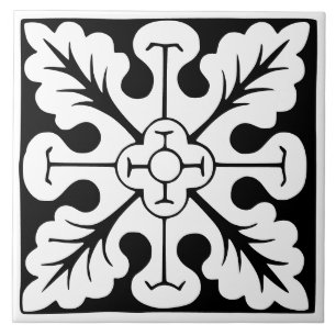 Old Time Classic: Black and White Traditional Ceramic Tile