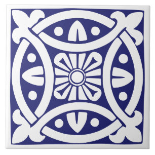 Old Time Classic: Dark Blue and White Traditional Ceramic Tile