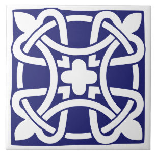 Old Time Classic Dark Blue and White Traditional Ceramic Tile