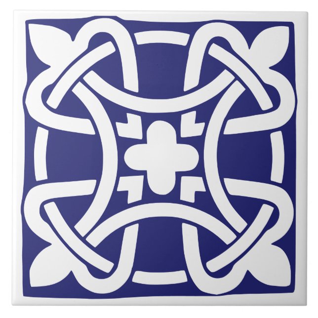 Old Time Classic Dark Blue and White Traditional Ceramic Tile (Front)