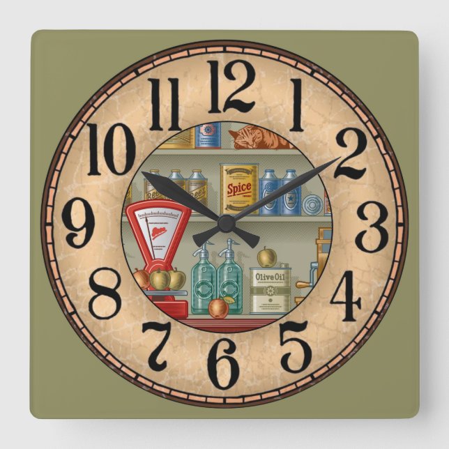 Old Time General Store Square Wall Clock (Front)