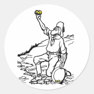 Old Time Gold Miner Prospector Classic Round Sticker