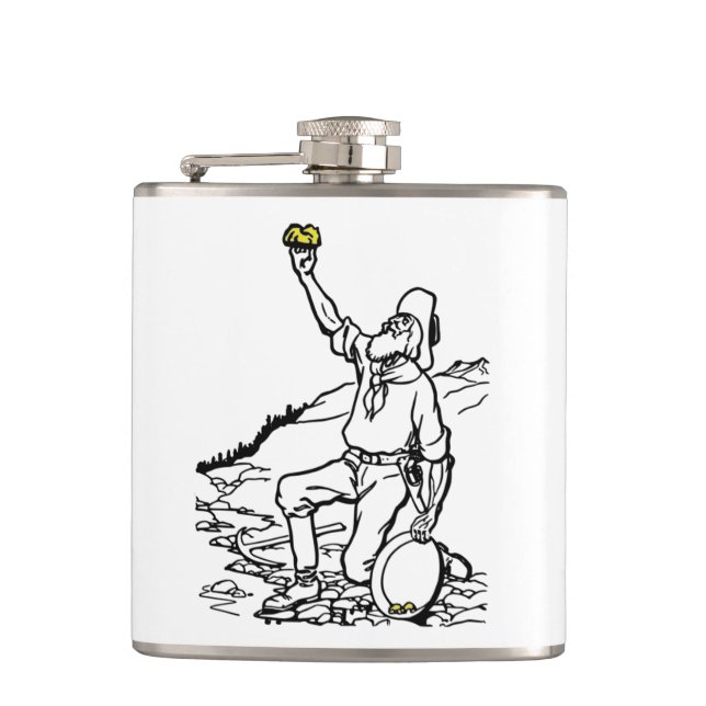Old Time Gold Miner Prospector Hip Flask (Front)