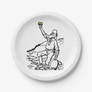 Old Time Gold Miner Prospector Paper Plate