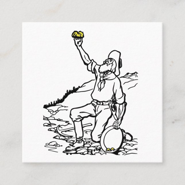 Old Time Gold Miner Prospector Square Business Card (Front)