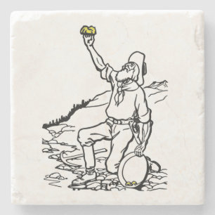 Old Time Gold Miner Prospector Stone Coaster