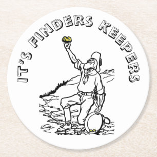 Old Time Gold Prospector Round Paper Coaster