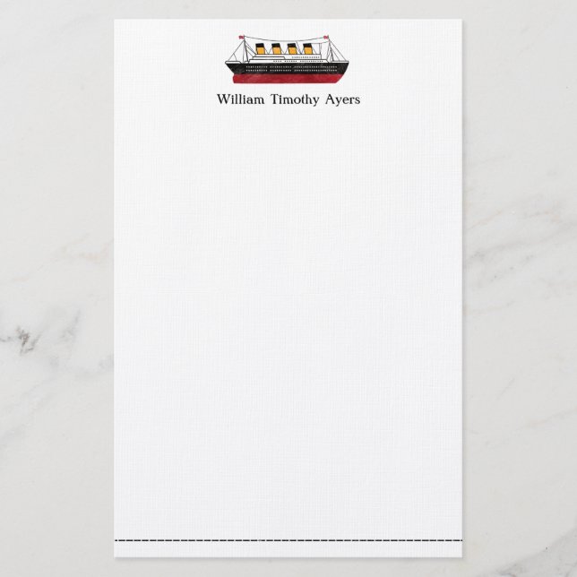 Old-Time Passenger Liner Stationary Stationery (Front)
