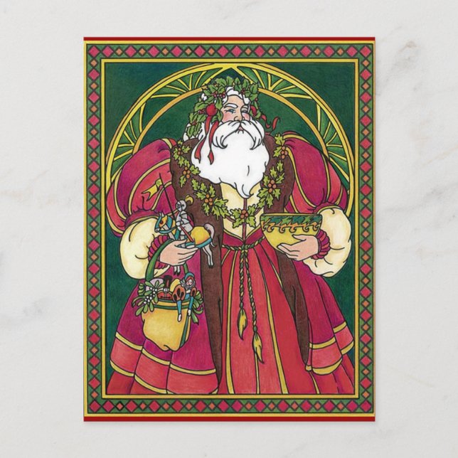 Old Time Santa Holiday Postcard (Front)