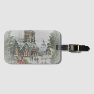 Old time Santa with children in front of a church Luggage Tag