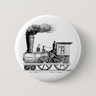 Old Time Steam Locomotive 6 Cm Round Badge