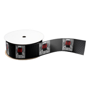 Old Time Steam Train Red and Black Grosgrain Ribbon