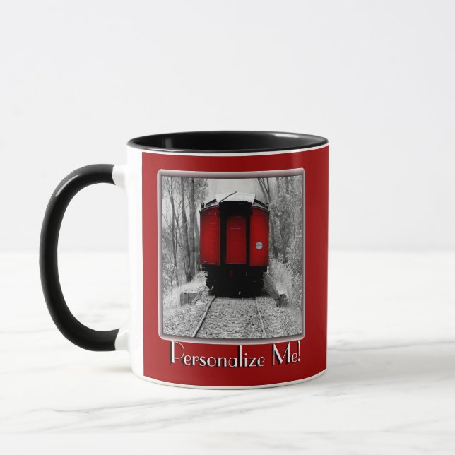 Old Time Steam Train Red and Black Mug (Left)