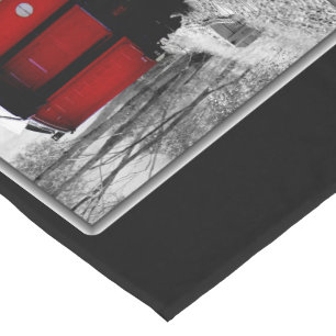 Old Time Steam Train Red and Black Short Table Runner