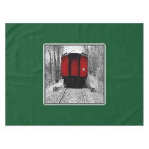 Old Time Steam Train Red and Black Tablecloth
