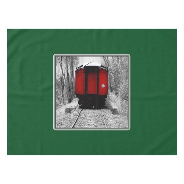 Old Time Steam Train Red and Black Tablecloth (Front (Horizontal))