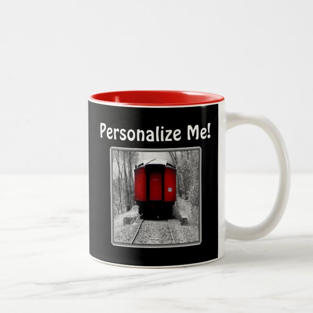Old Time Steam Train Red and Black Two-Tone Coffee Mug (Right)