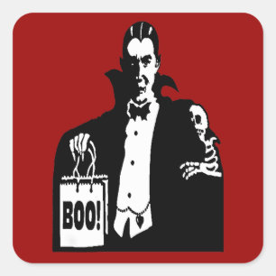Old Time Vampire Trick-or-Treater Square Sticker