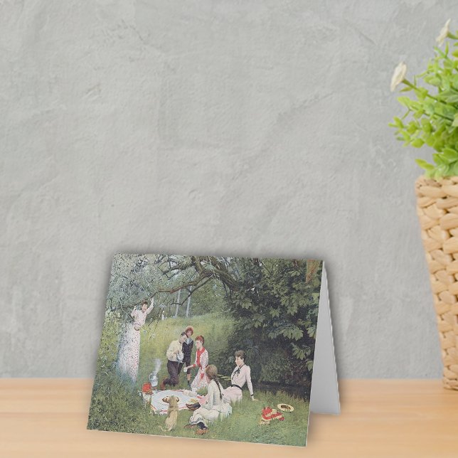 Old Time Victorian Picnic Note Card (Victorian era family picnic in the woods on notecards.)