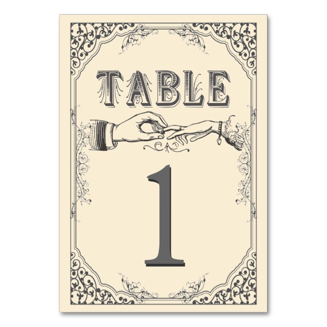 Old time Victorian table numbers (Front)